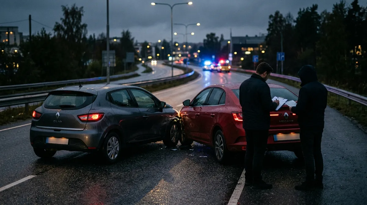 Deux véhicules après un léger accrochage sur la route